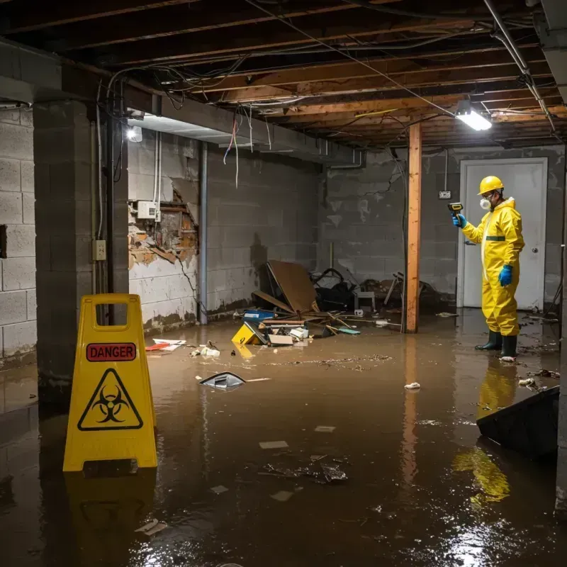 Flooded Basement Electrical Hazard in Weaverville, NC Property